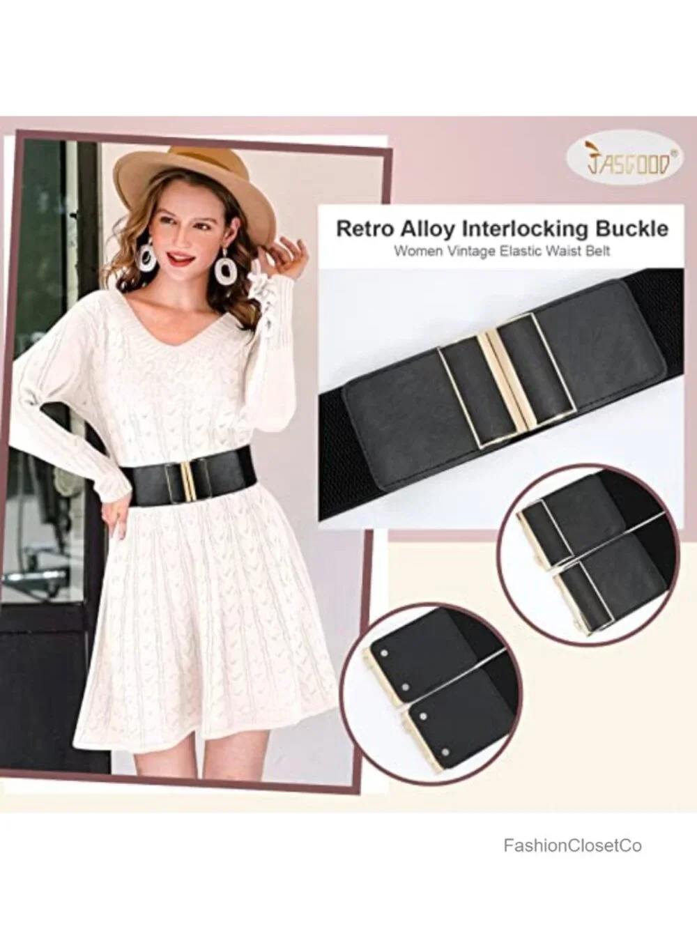 4 Pack Stretch Waist Belts for Women Wide Elastic Dress Belt